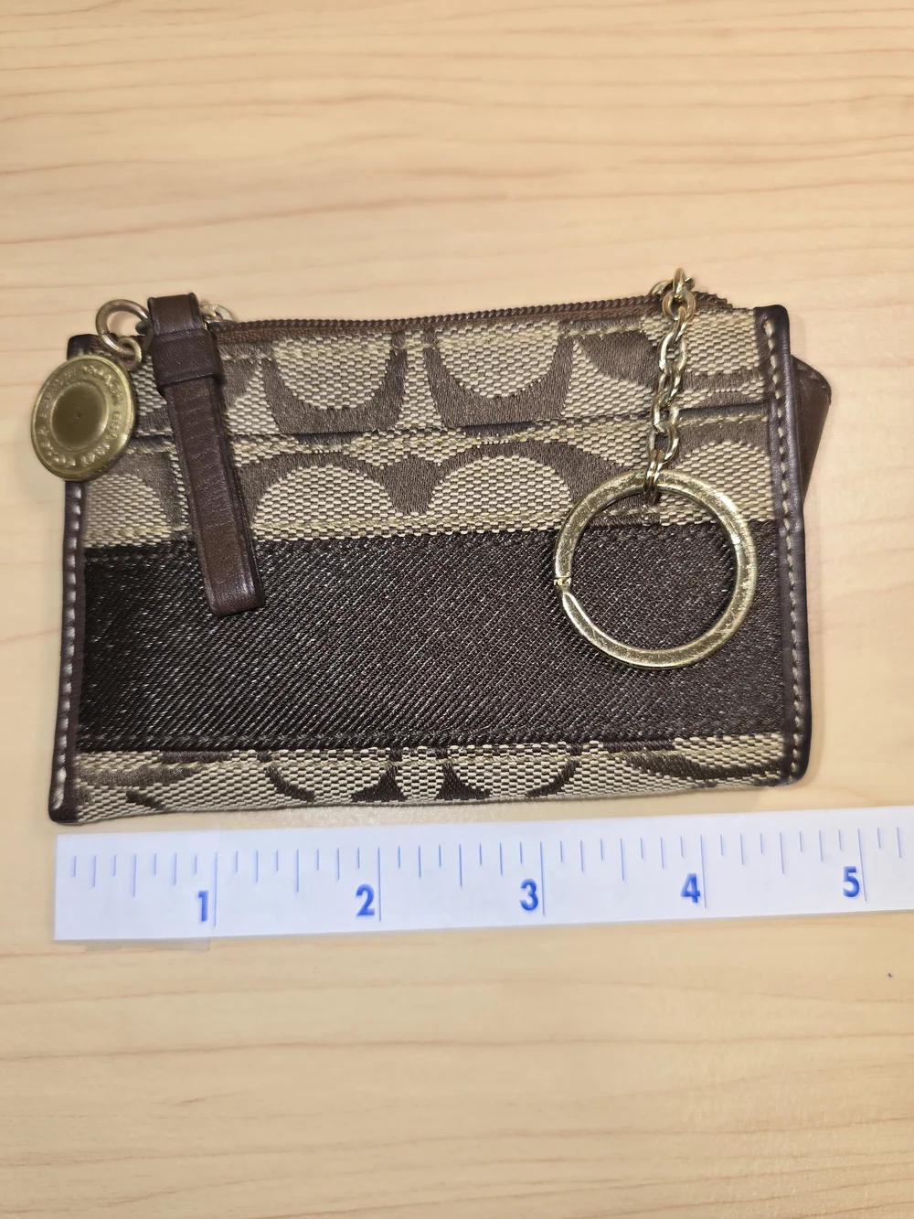 COACH Card Holder Wallet Keyring Legacy Lining